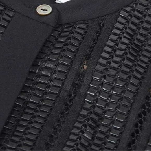 Vince Black Pleated Long Sleeve Dress with Lattice Bib; Size 2 - Picture 5 of 11